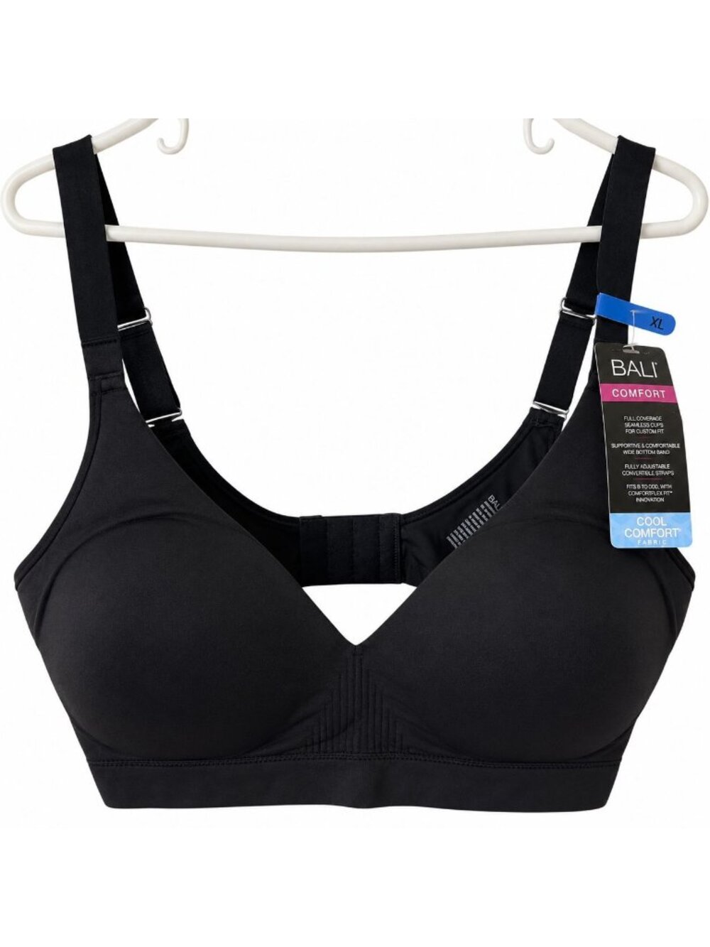 Bali Size XL Comfort Full Coverage Seamless Bra Black